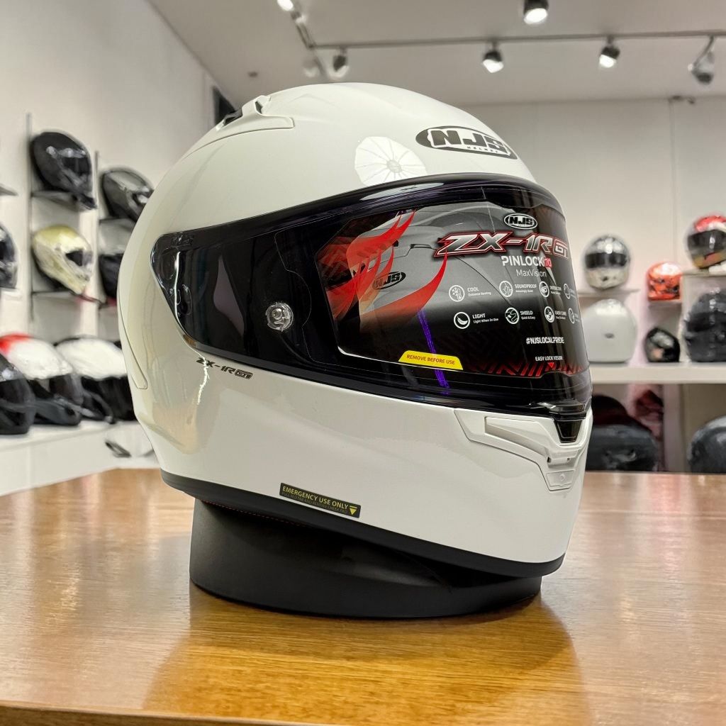 NJS ZX-1R GT Solid White Putih (FREE SPOILER GT ) - Helm Full Face | ZR GT | GT series | NJS GT | GT
