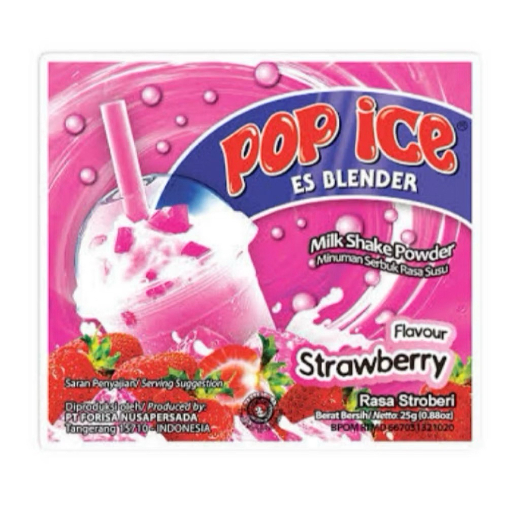 POP ICE STRAWBERRY DRINK POWDER ES BLENDER RENCENG 23gr