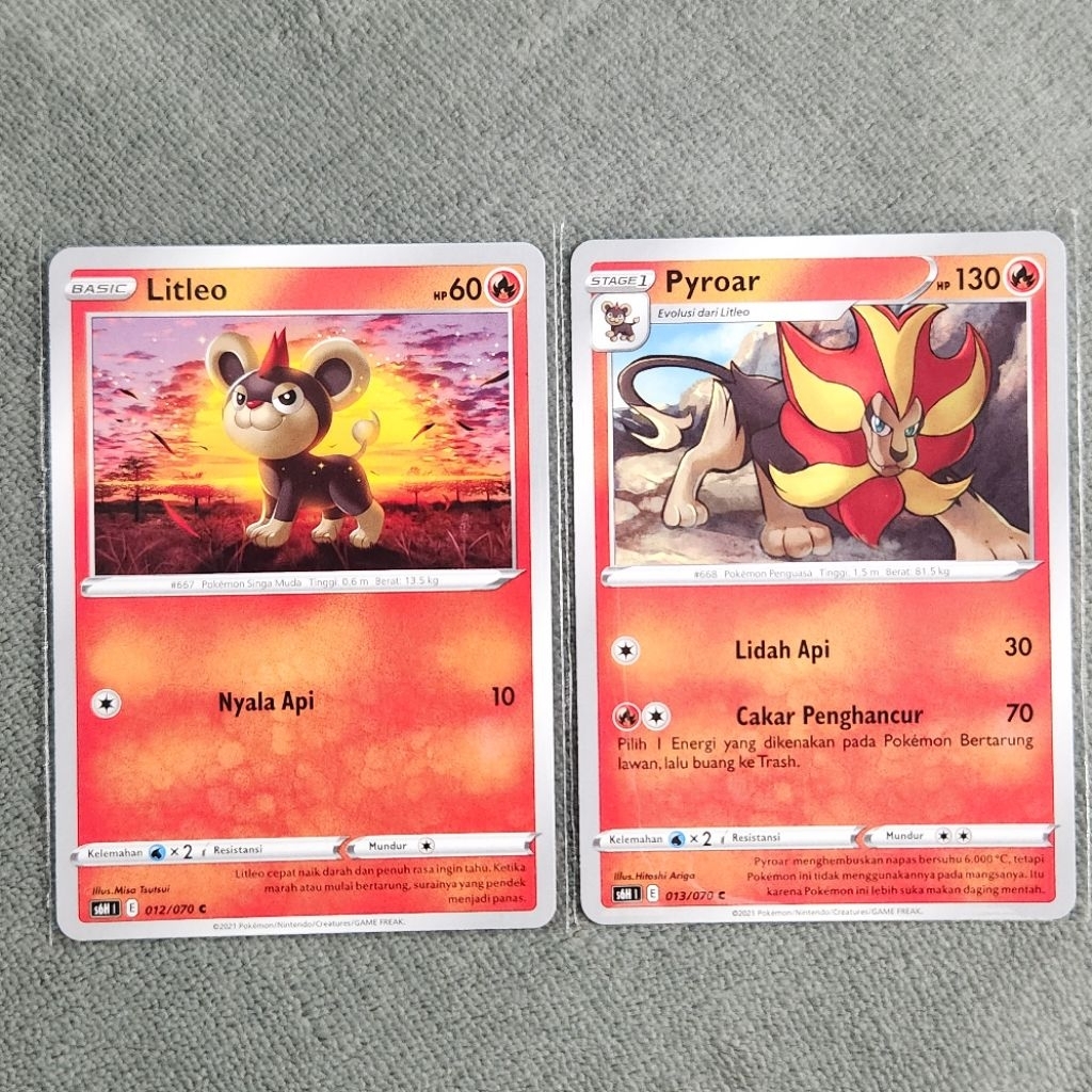 [2Kartu] Litleo + Pyroar Pokemon Card ID [Common] - Original 2021 s6h TCG Kartu Indonesia / Indo