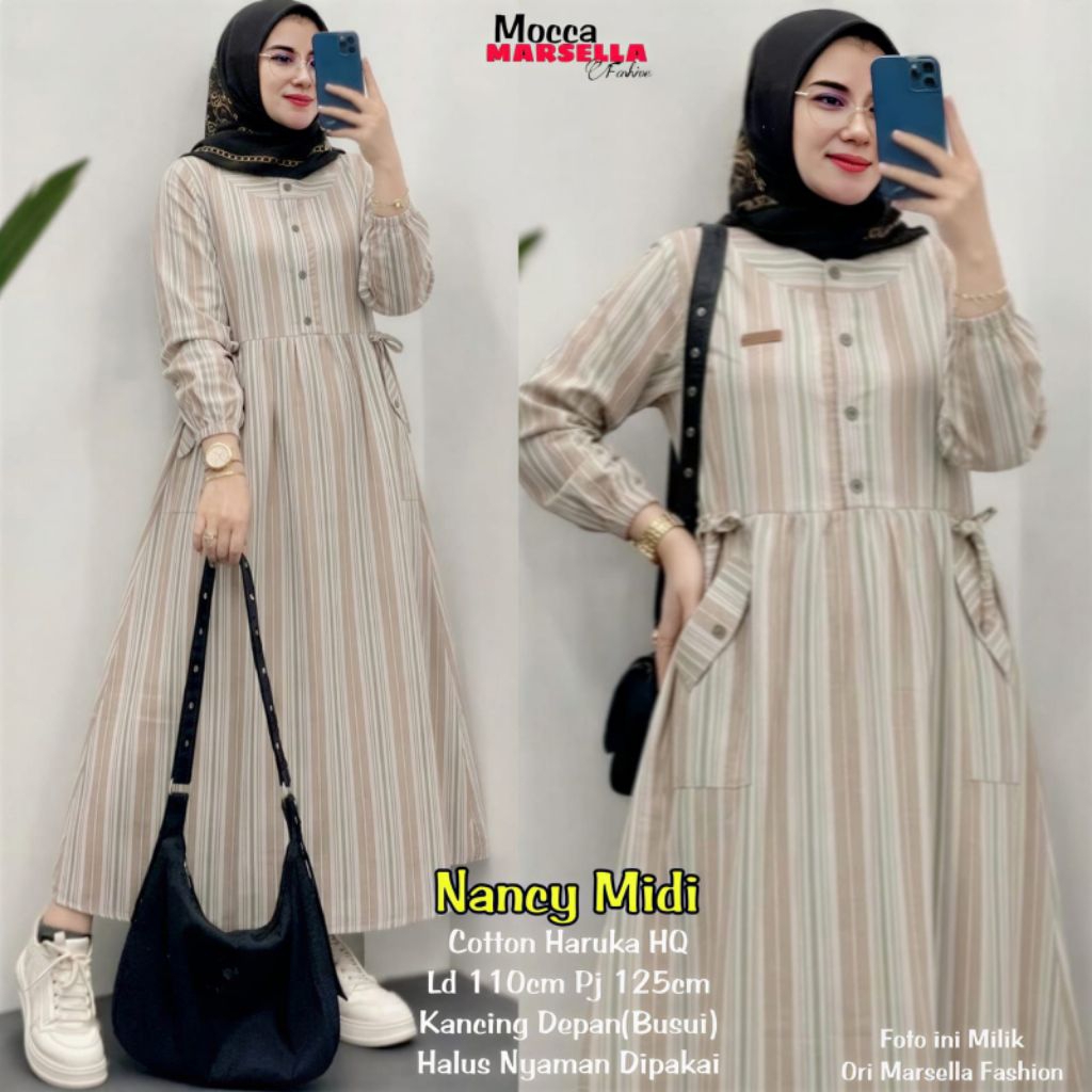lifta dres ori moela / insia midi dress / dress bahan rayon adem