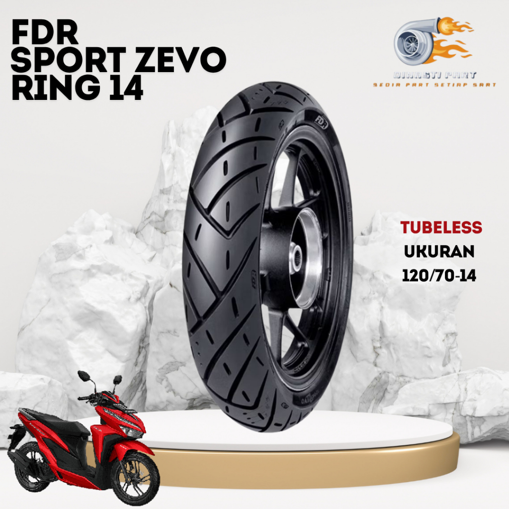Ban Motor FDR SPORT ZEVO Ring 14 Tubeless Ukuran 120/70-14 Cocok Untuk Motor Honda PCX 150/160 (bela