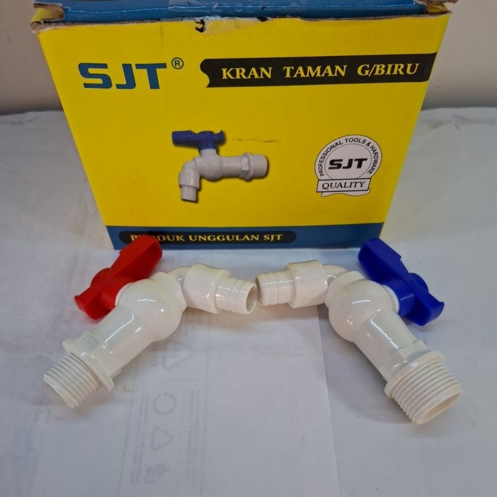 [ECER] KRAN PVC SJT 1/2" 3/4" INCH Keran Tembok Plastik Kran Air Taman / Kamar Mandi Super Murah