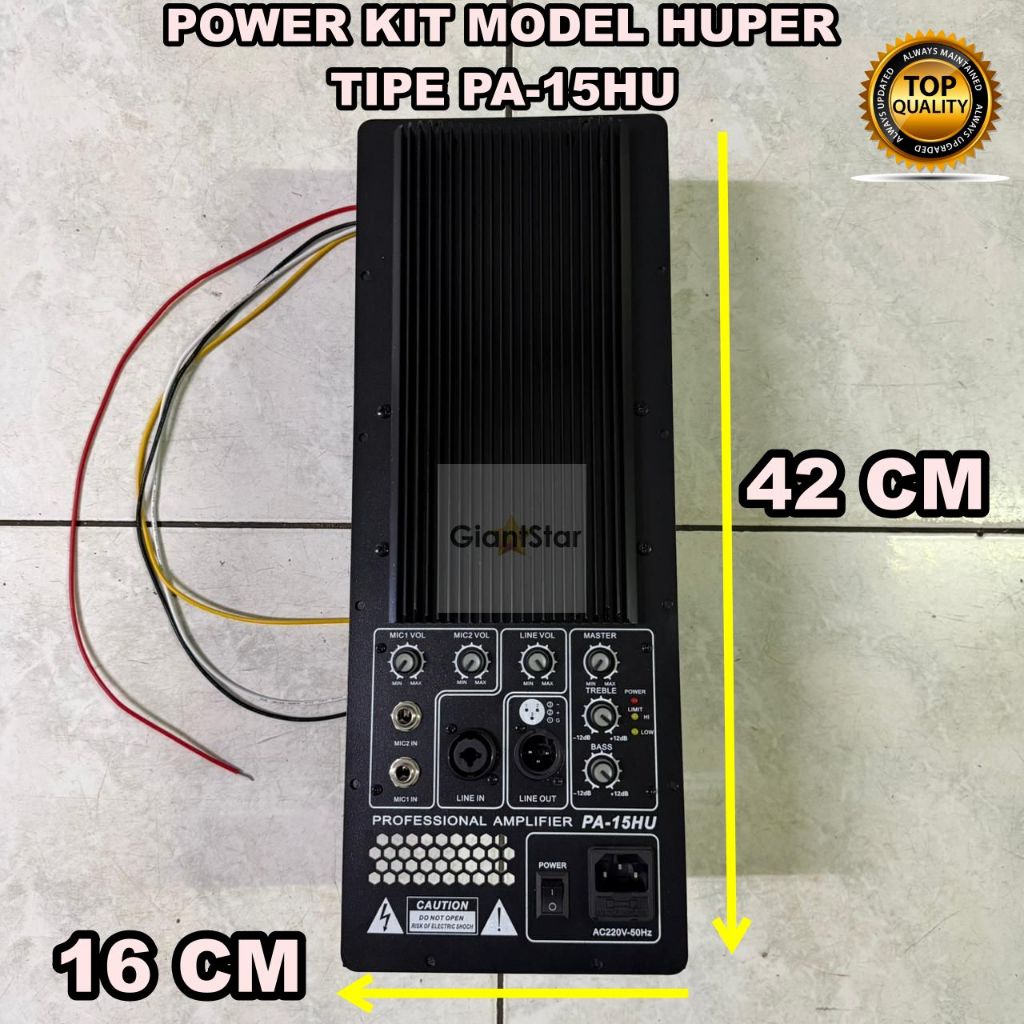 MESIN SPEAKER AKTIF POWER KIT MODEL HUPER PA-15HU 18inch 15inch AMPLIFIER 16x42 cm ORIGINAL