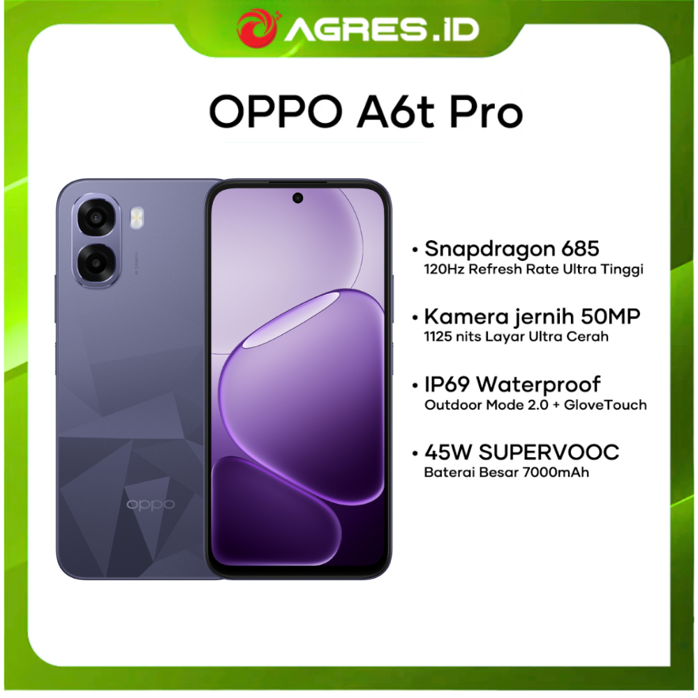 [Exclusive Launching] OPPO A6T PRO 8GB/128GB - Snapdragon 685 - Baterai Besar 7000 mAh + Pengisian C
