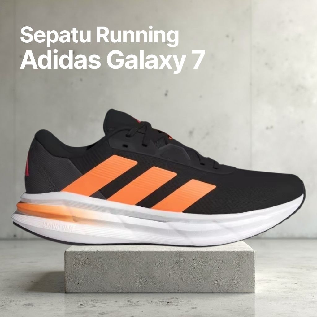 Sepatu Running Adidas Galaxy 7 Black Pria Original