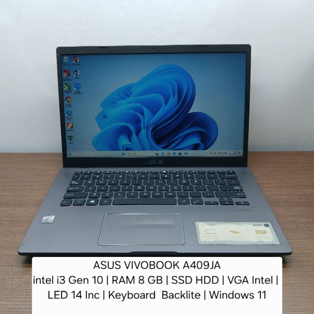 Laptop asus Vivobook A409ja i3 Gen 10 RAM 8GB SSD HDD win11
