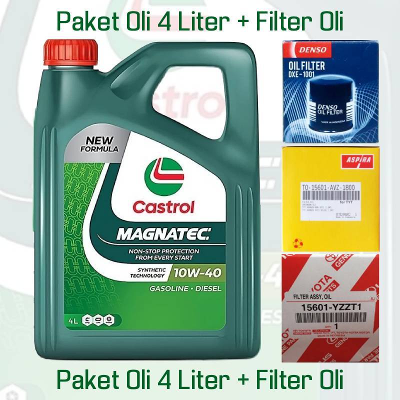 Paket Oli Castrol Magnatec 10W-40 4 Liter + Filter Oli Avanza Xenia Rush Terios Ertiga Mobilio Xpand