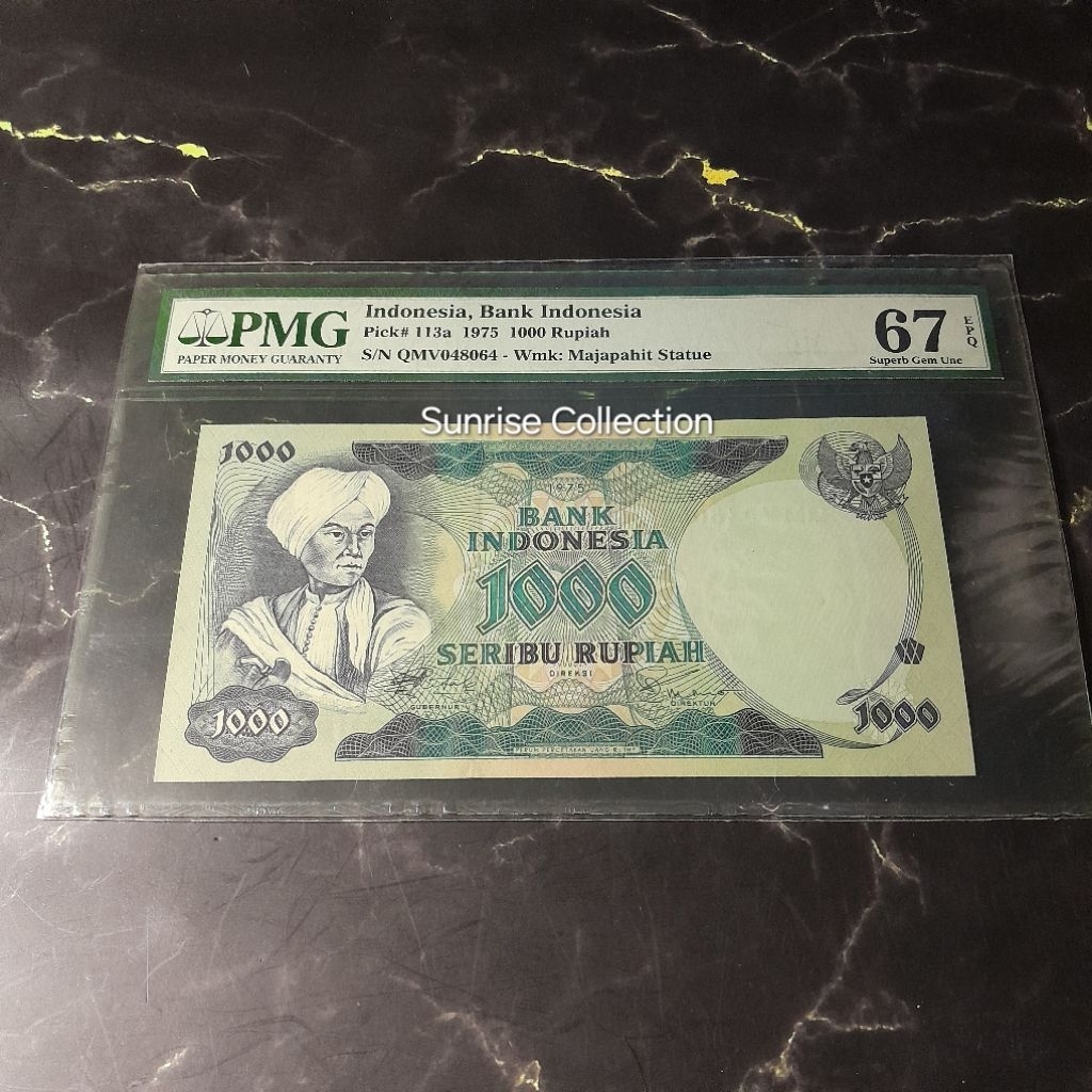 Uang Kuno Indonesia PMG 67 EPQ 1000 Rupiah Diponegoro Tahun 1975