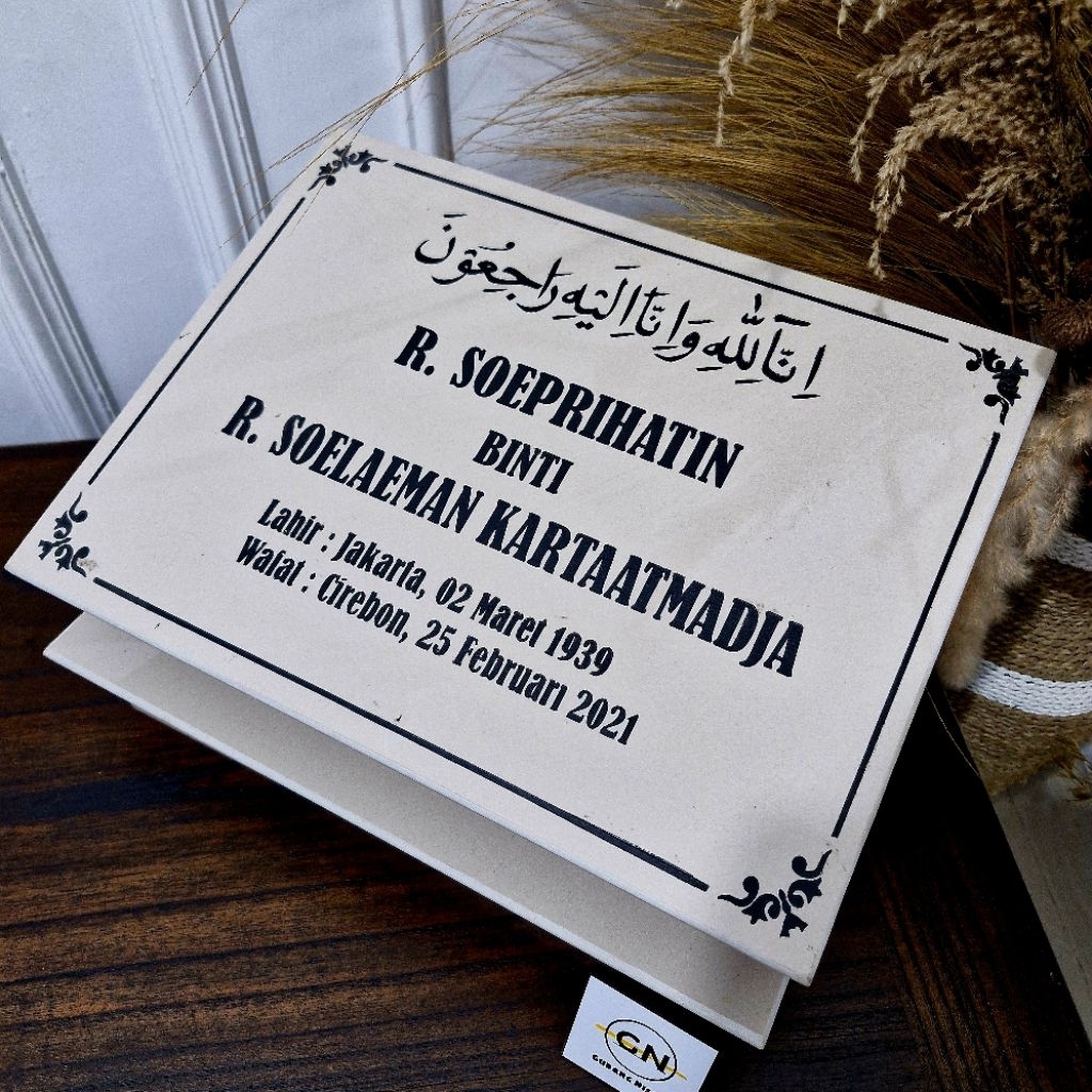 GUDANG NISAN - BATU NISAN 30X40 GRANIT PUTIH MODEL BARU FREE PACKING KAYU
