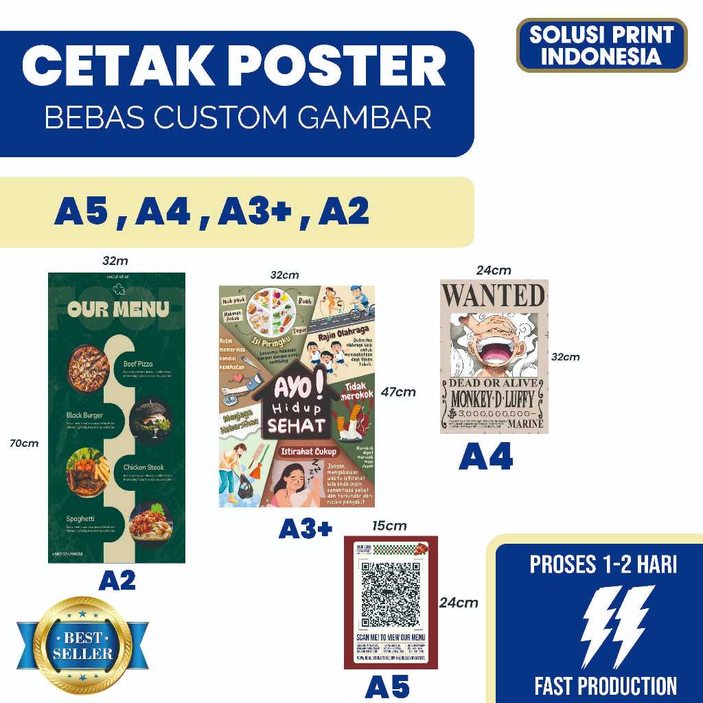 Cetak Kertas Poster Berbagai Ukuran Harga Satuan