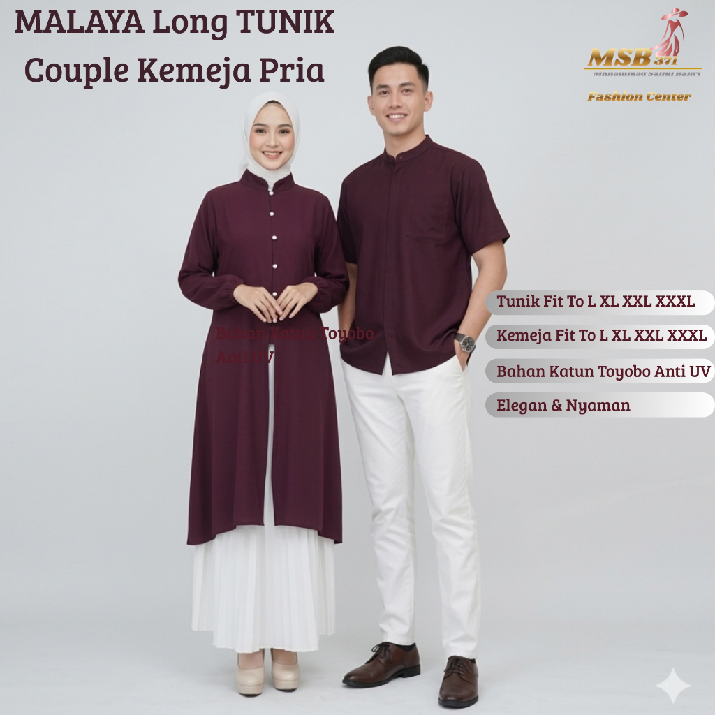 Malaya Long Tunik Couple Pasangan / Baju Muslim Lebaran Pasangan Sarimbit