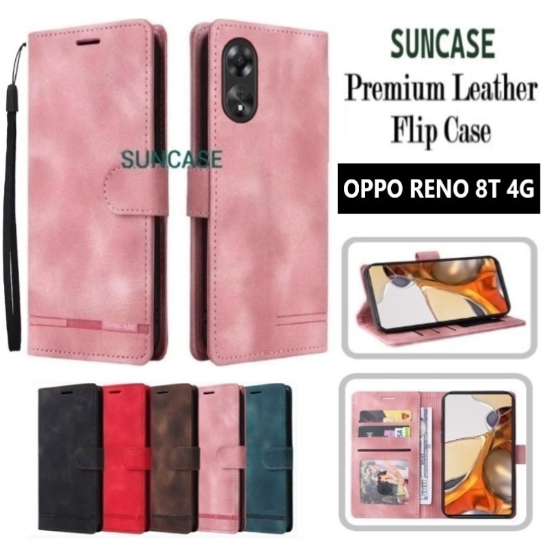 OPPO RENO 8T 4G Case hp model flip dompet softcase premium ada tali
