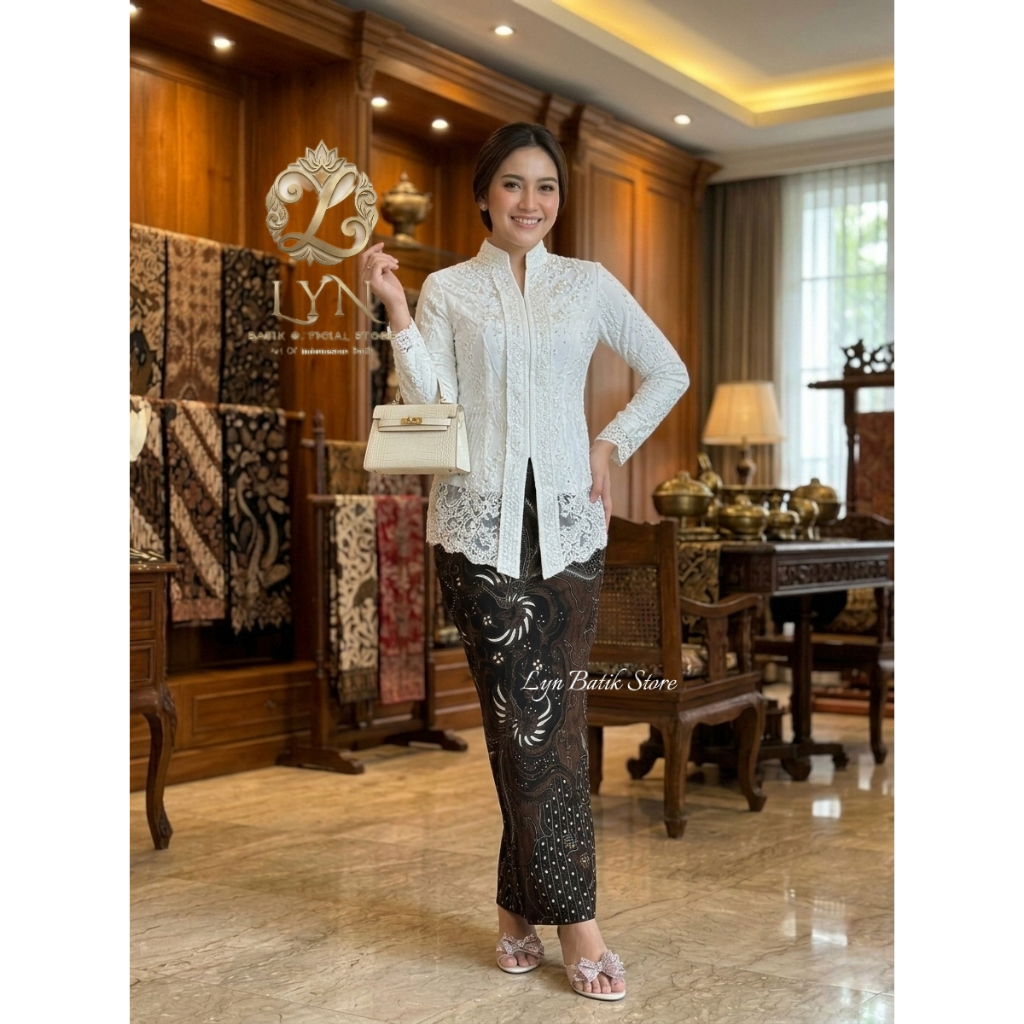 SARASWATI Dark Brown ROK Batik Span Rok Batik Wanita Model Lipit Sarung Warna Hitam Kombinasi Coklat