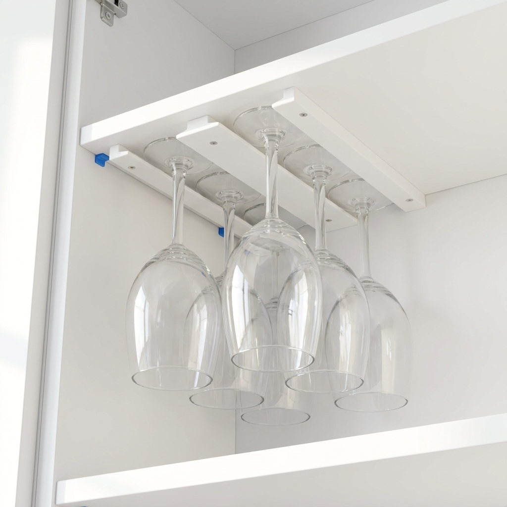 [ESTETIK] Gantungan Gelas Wine Minimalis Putih - Hanger Gelas Gantung Under Cabinet - Organizer Dapu
