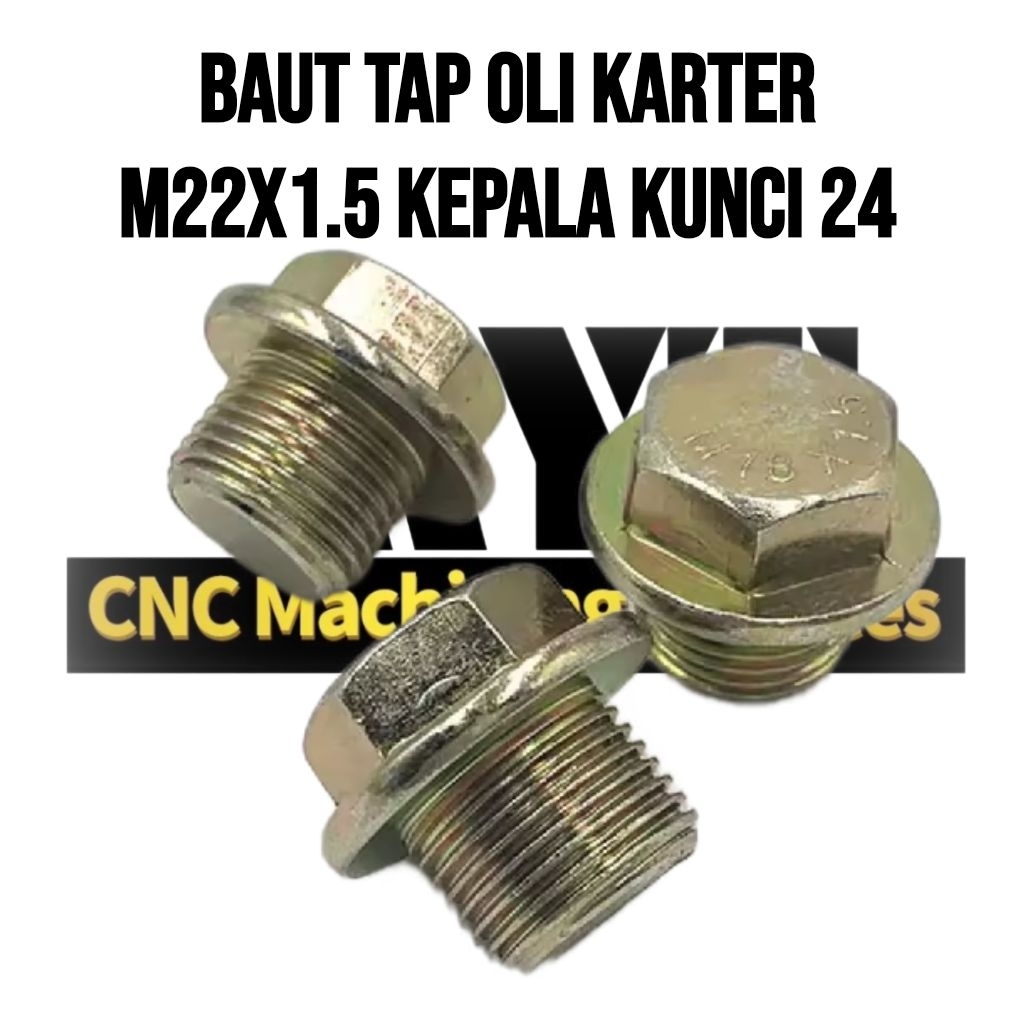 baut tap oli karter M22x1.5 kepala kunci 24