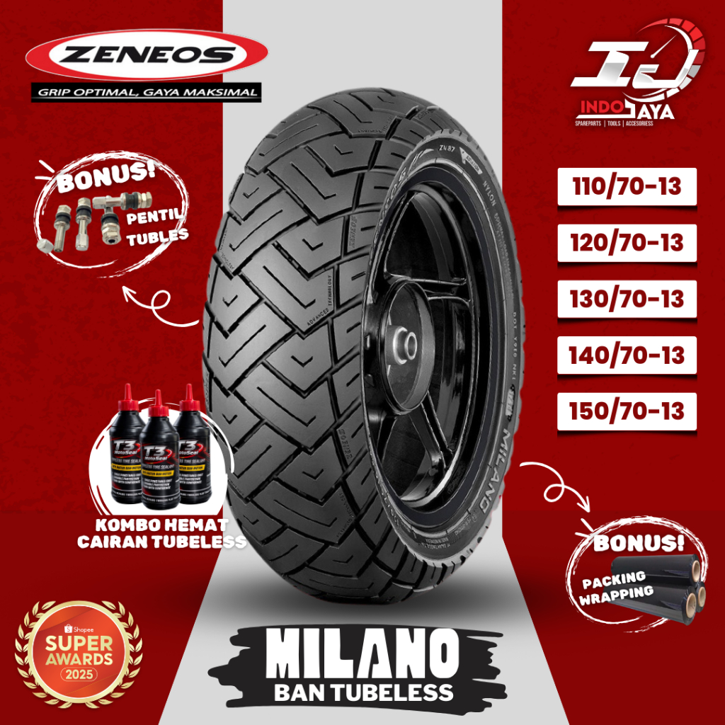 [READY] BAN LUAR TUBELESS ZENEOS MILANO (110/70-13 - 120/70-13 - 130/70-13 - 140/70-13) BAN NMAX / B