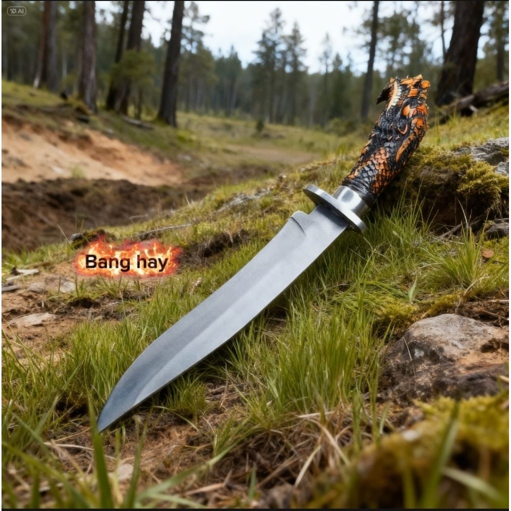 Perlengkapan hunting/berburu,pisau model motif naga bahan resin