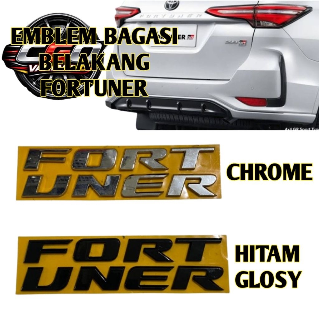 Emblem Fortuner Chrome Original Emblem Fortuner Bagasi Belakang