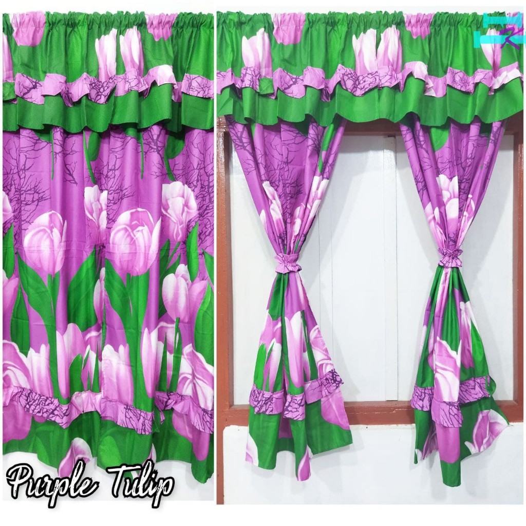 Gorden Jendela Pendek Model Serut Ukuran 100x150 bahan katun untuk kamar ruang tamu