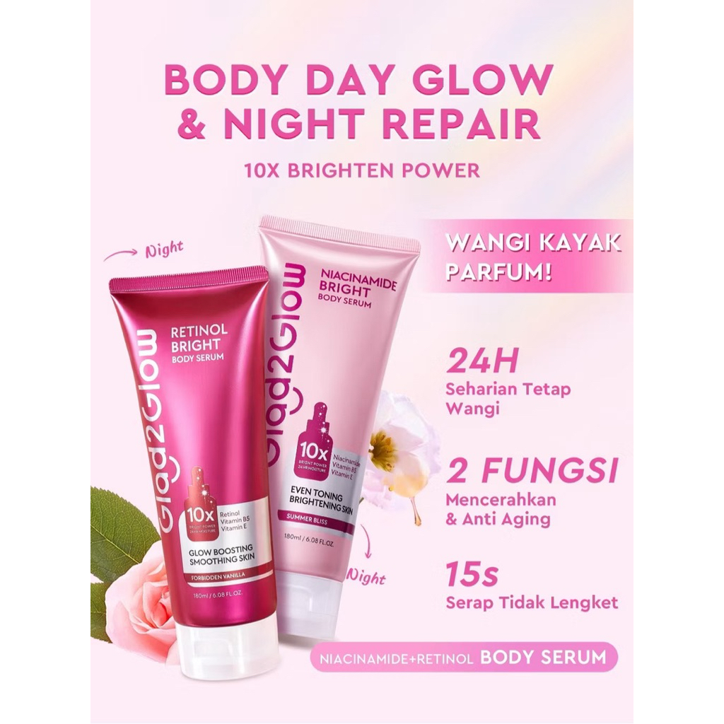 Glad2glow Body Serum / GLAD2GLOW RETINOL BRIGHT BODY SERUM / Glad 2 Glow body serum / g2g body serum