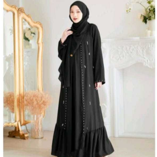 Outclo Baju Gamis Abaya Wanita Muslimah Syar:i Yasmin Dress Premium All Warna Terlaris | Hitam