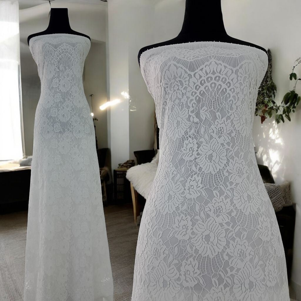 BAHAN KAIN KEBAYA BROKAT PANEL SEMIPRANCIS KATUN LEMBUT