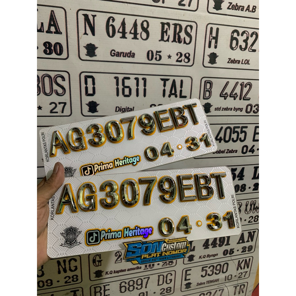 PLAT NOMOR MOTOR AKRILIK TIMBUL CHROME SULTAN