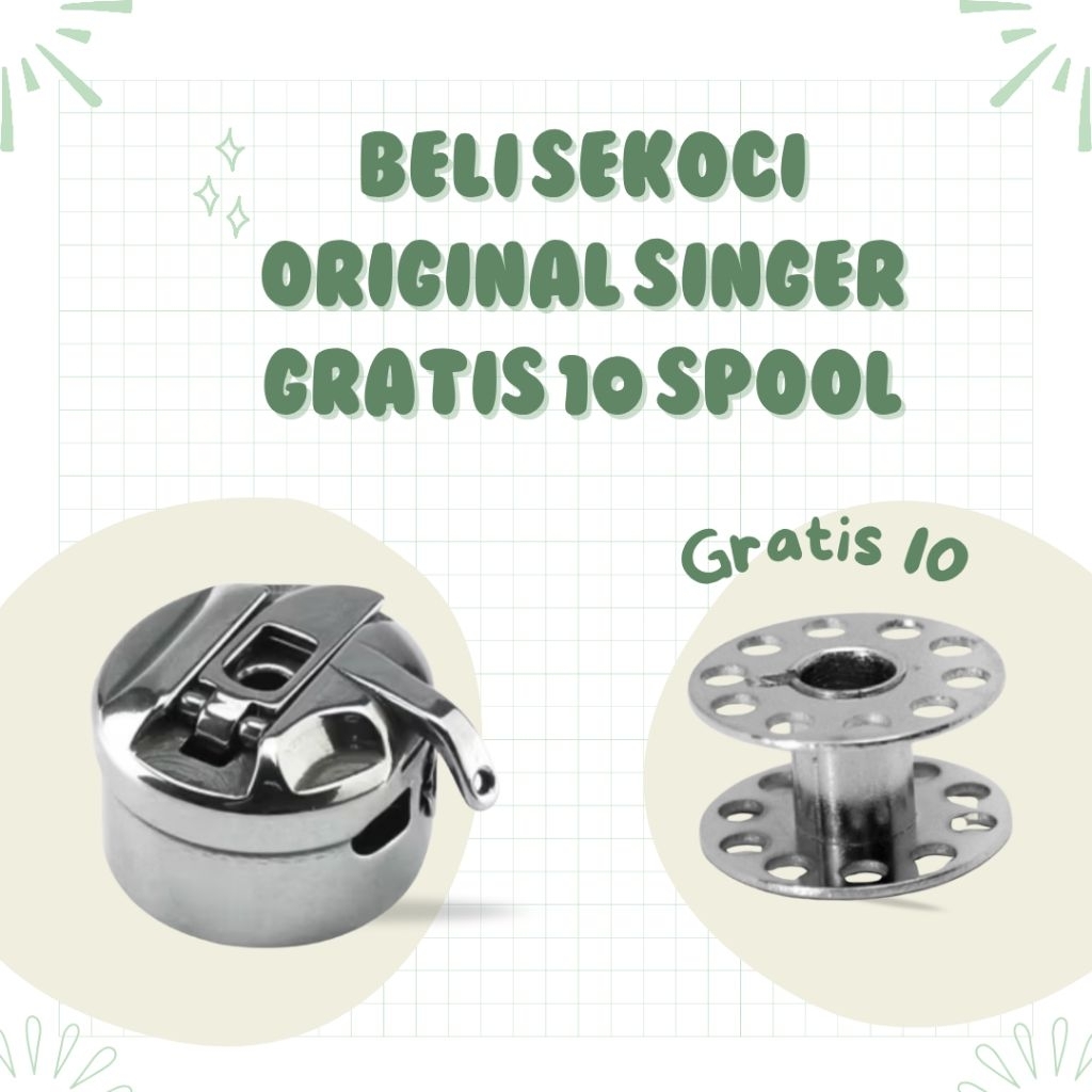 Sekoci ORIGINAL SINGER Bonus 10 Spool untuk Mesin Jahit Singer Butterfly Standard | sekoci Singer | 