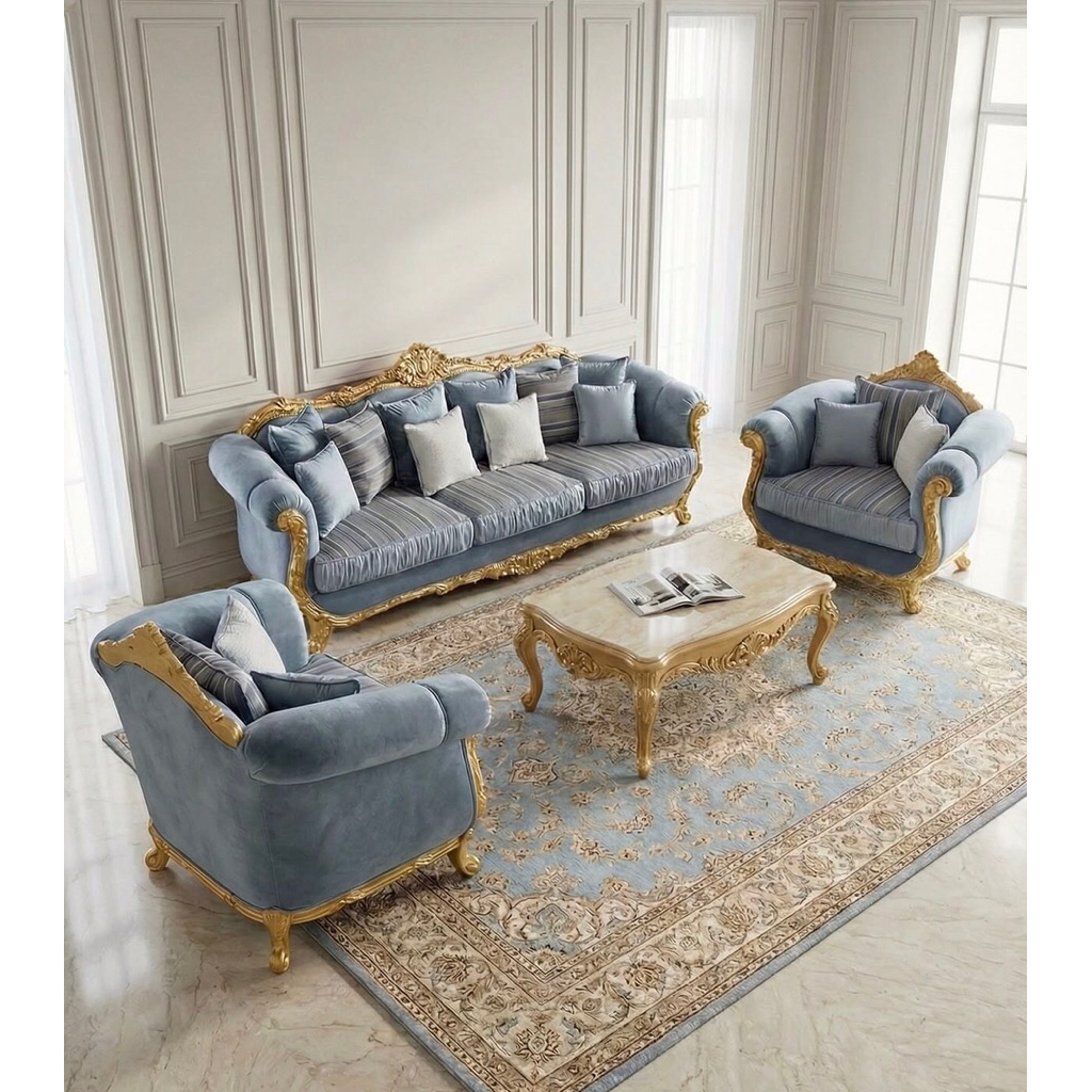 set sofa tamu clasik mewah / sofa tamu ukir mewah
