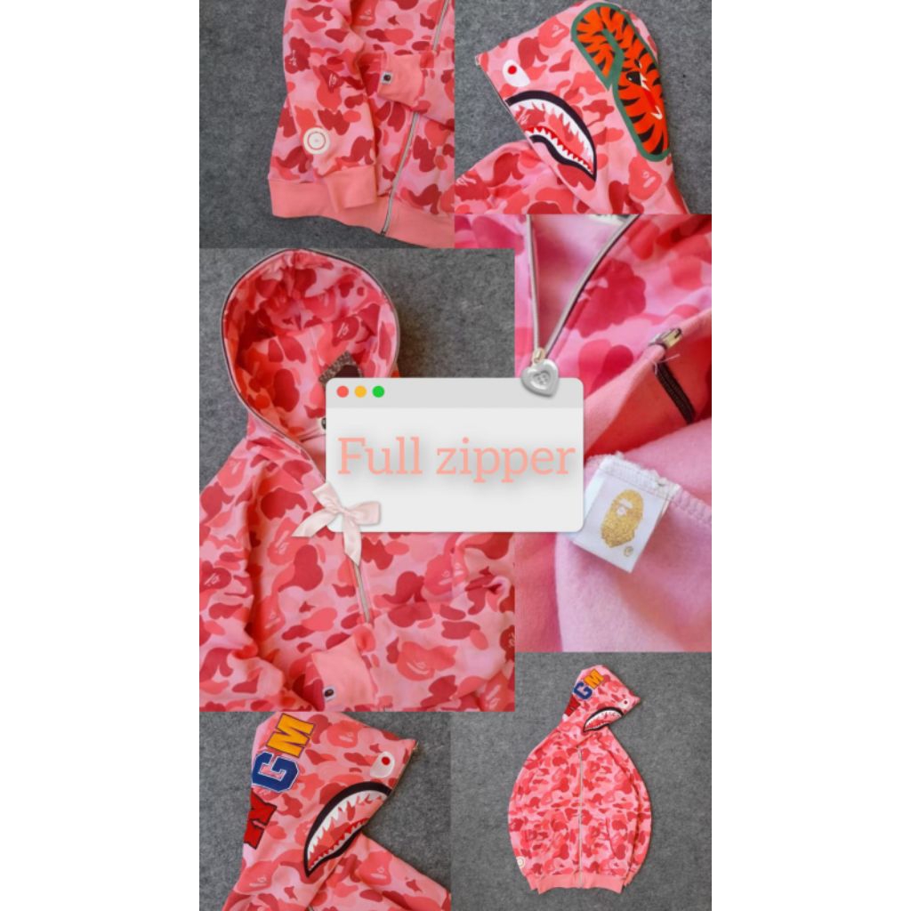JAKET FULL ZIPPERRR HOODIE BAPE SHARK WGM CAMO FULL BORDIR FULL PRINT