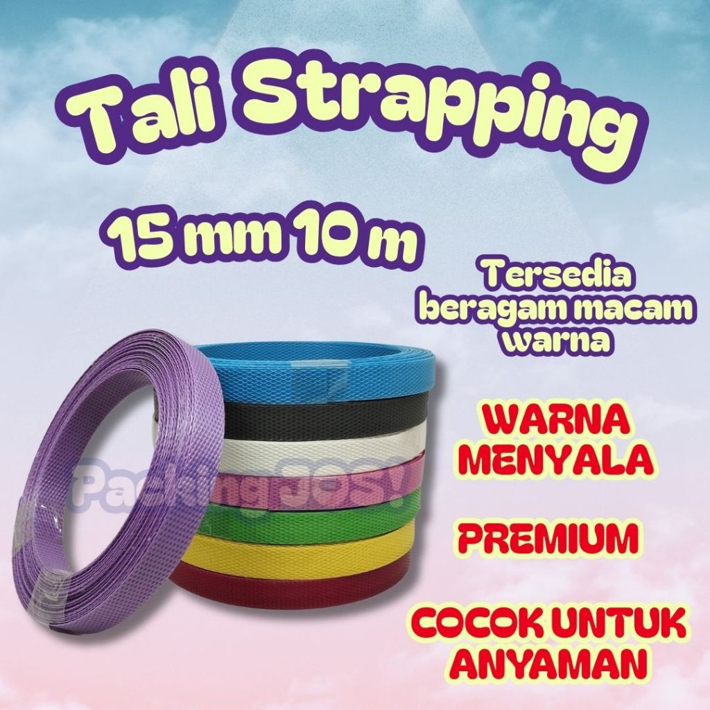 Tali Strapping 10meter 15mm / Tali Bahan Anyam 10 meter 15mm / Kerajinan Tas Anyaman 15 mm 10m/ Tali