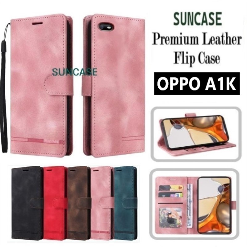 Casing hp OPPO A1K model flip dompet softcase premium ada tali