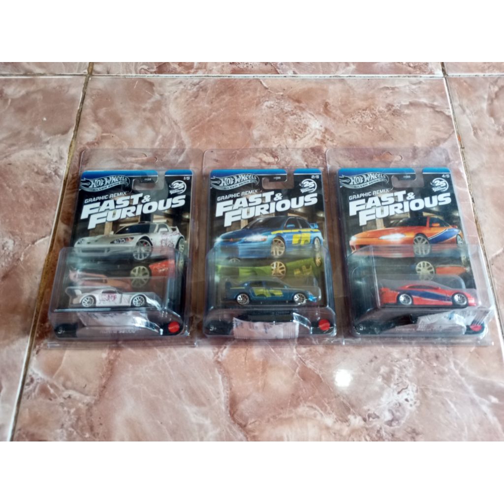 Hotwheels Fast N Furious graphic remix silver series honda S2000 putih, Nissan S15 monalisa oren, da