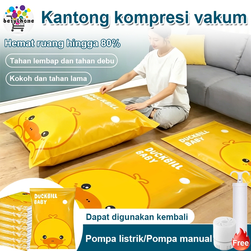 Vacum plastic bag travel Motif kartoon Anti-air dipakai berulang Tas pakaian plastik vacum bag Tahan