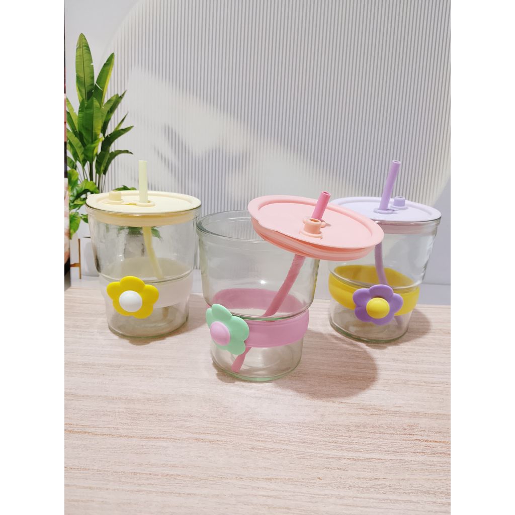 GELAS SEDOTAN MOTIF BUNGA