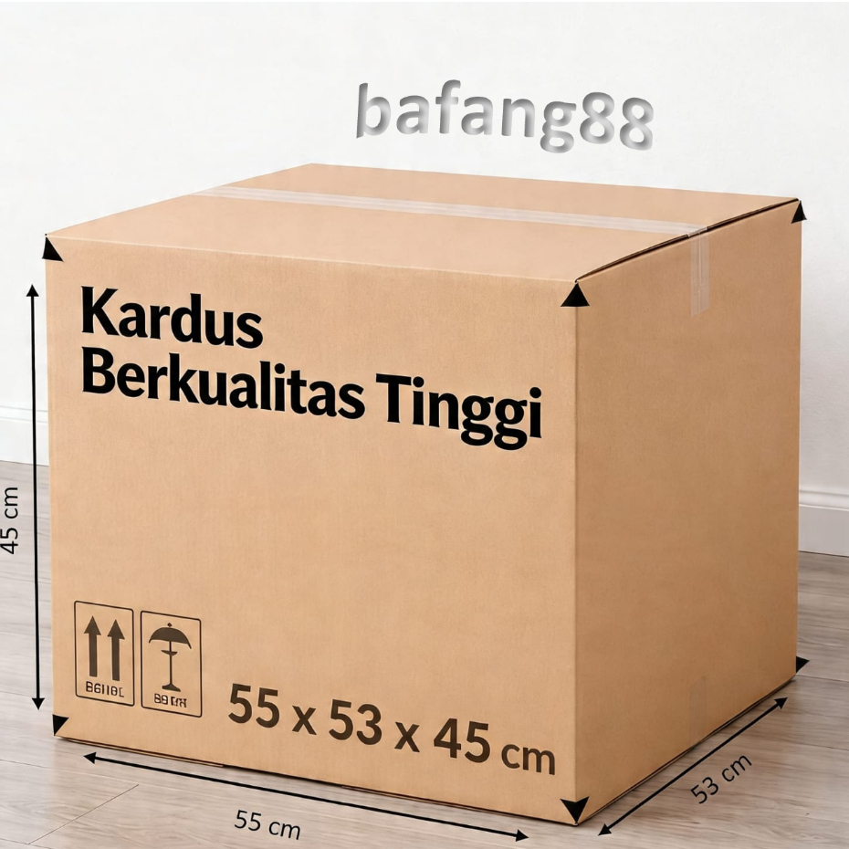 Kardus Box Packing Polos 55 x 53 x 45 cm - Corrugated Single Wall Premium, Warna Coklat, Polos
