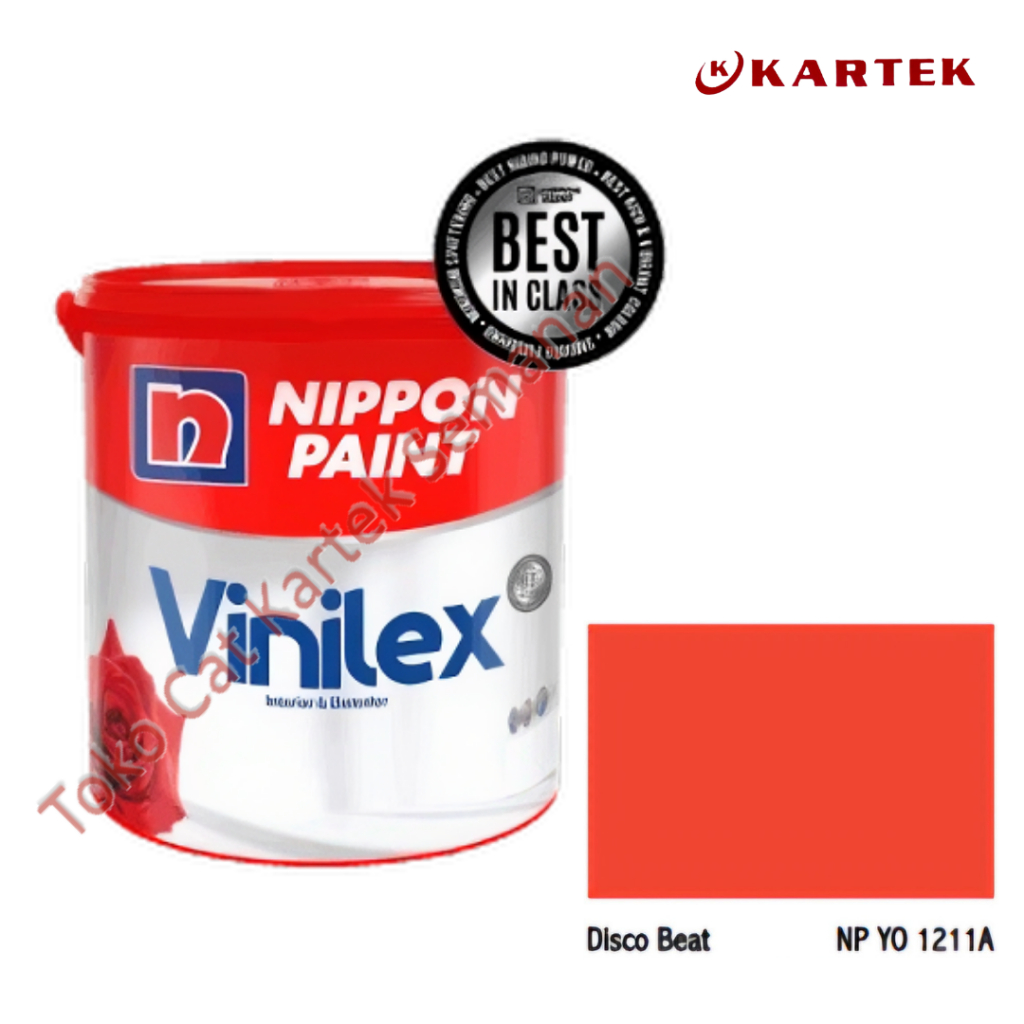 Nippon Paint Vinilex DISCO BEAT NP YO 1211A Cat Tembok Interior & Eksterior Merah Red Halus dan Taha
