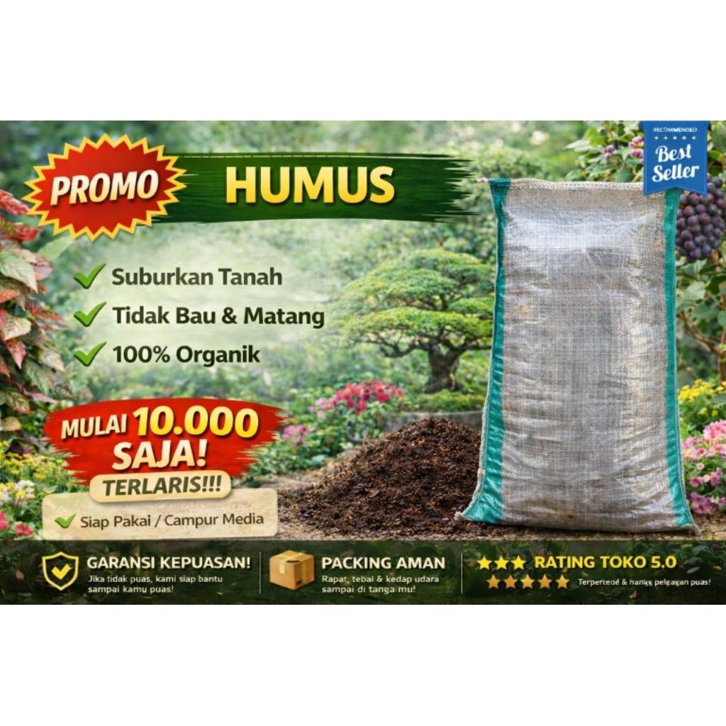 MediaTanam Pupuk Organik Humus Daun Bambu Kering Karung 5kg