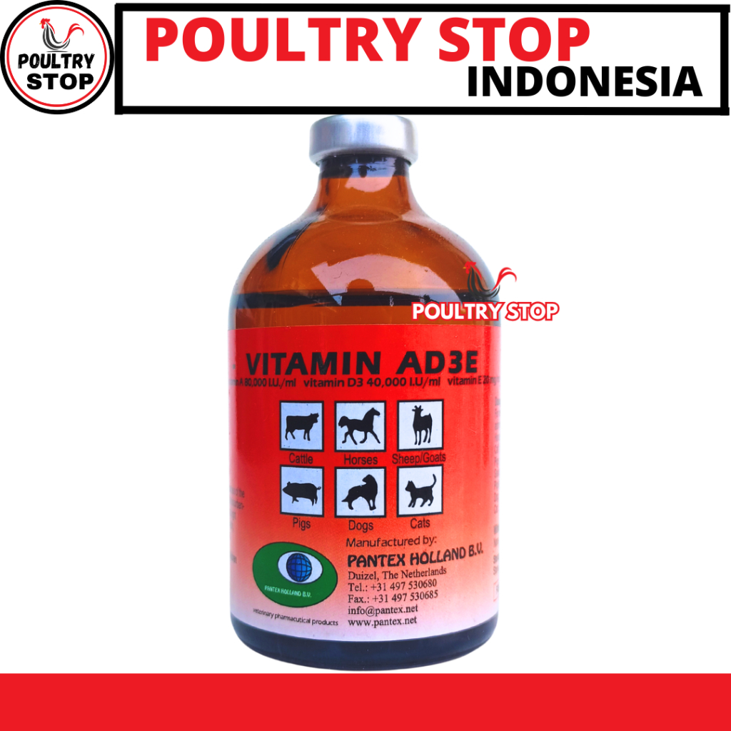 PANTEX VITAMIN AD3E 100ML - Vitamin ADE Hewan Ternak Sapi Kambing Domba Babi - Mirip Vitol Fertilife
