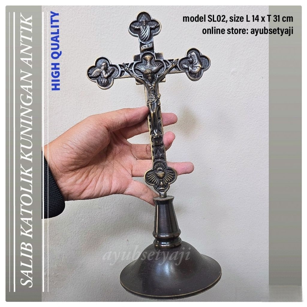 Salib Katolik Kuningan Salib Gereja model SL02 Salib Duduk Salib Kristen Salib Katolik Ukir Salip To