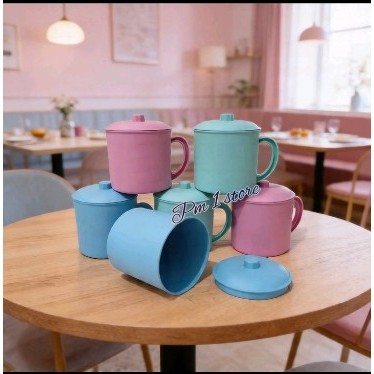 Mug Tutup JUMBO / Gelas Cangkir / Gelas minum besar / Gelas Plastik Warna