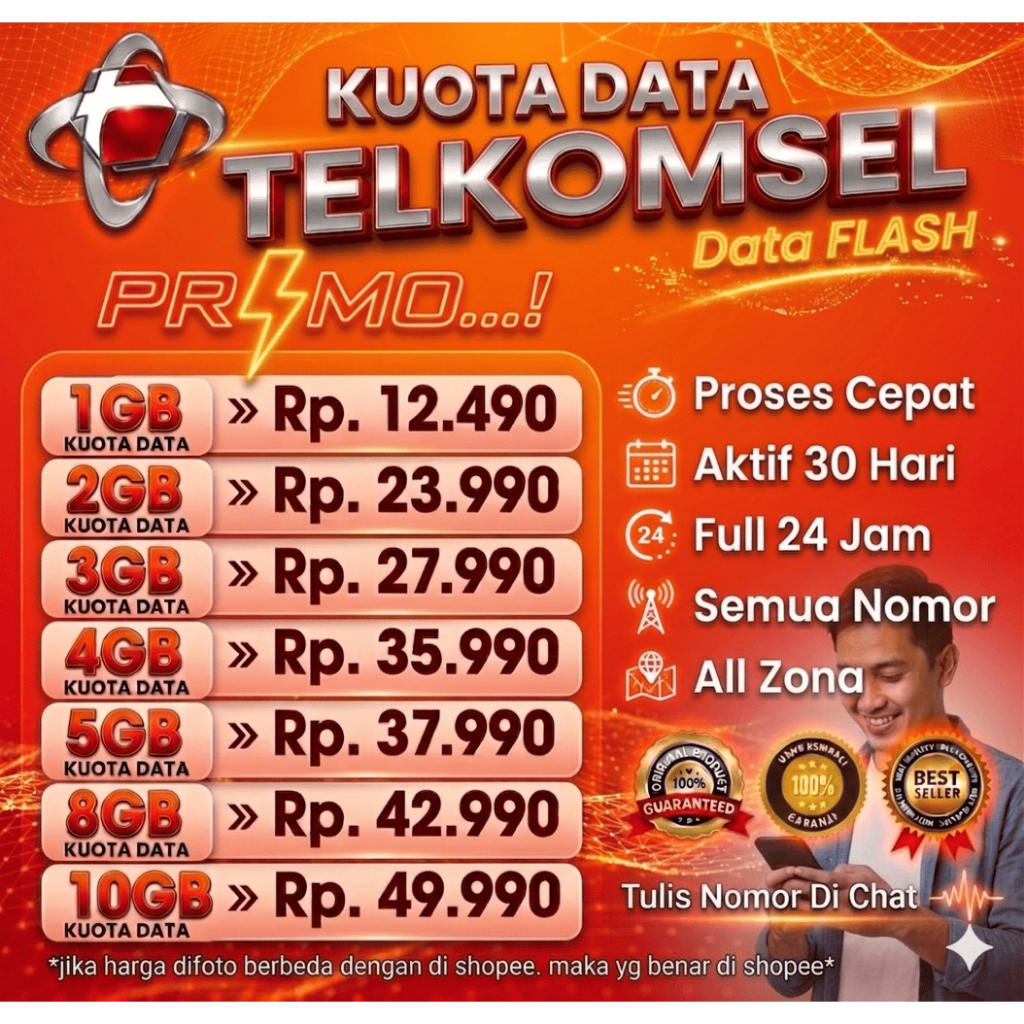PAKET KUOTA TELKOMSEL FLASH 1GB 24 JAM DATA INTERNET MURAH
