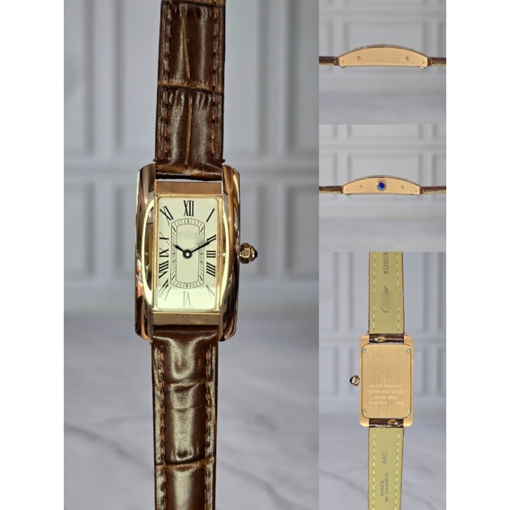 JAM TANGAN CEWEK KOTAK TALI KULIT CTR QUARTZ 21MM