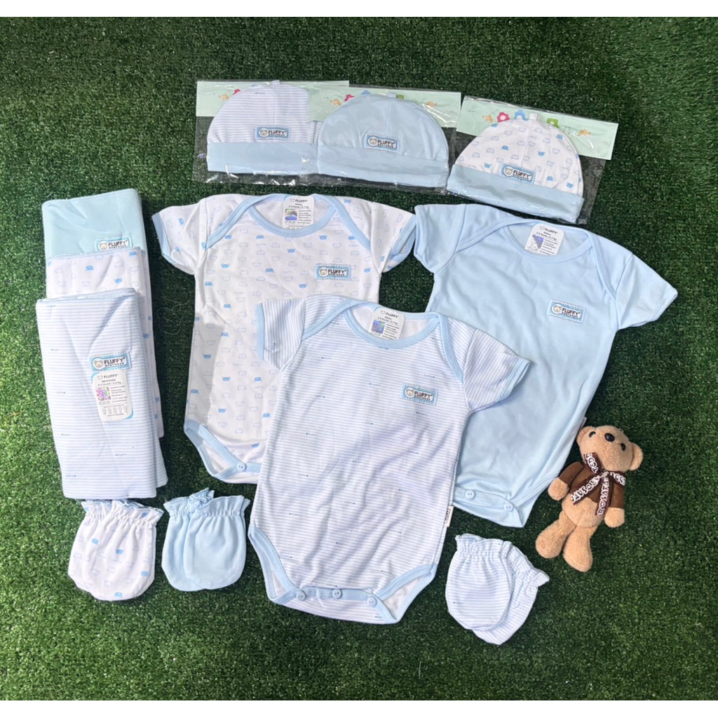 set 21 pcs jumper topi stk bayi merk fluffy jumper bayi newborn baju bayi new born fluffy baby wear