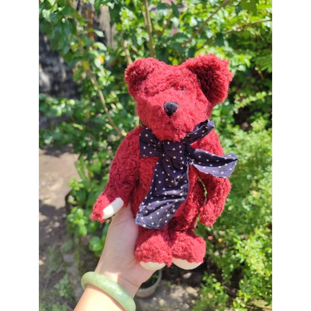 Rare boneka vintage klasik teddy merah Boyds Bears Winston B Bean Red JB Bean 1990