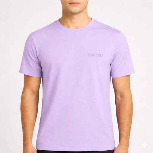 FAMERO - Kaos Polos Pria- Warna Ungu Muda