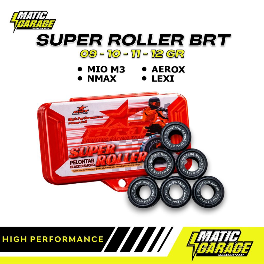 BRT - Nmax Roller Racing BRT Racing Black Diamond Roller Ukuran 9 Dan 11 Gram