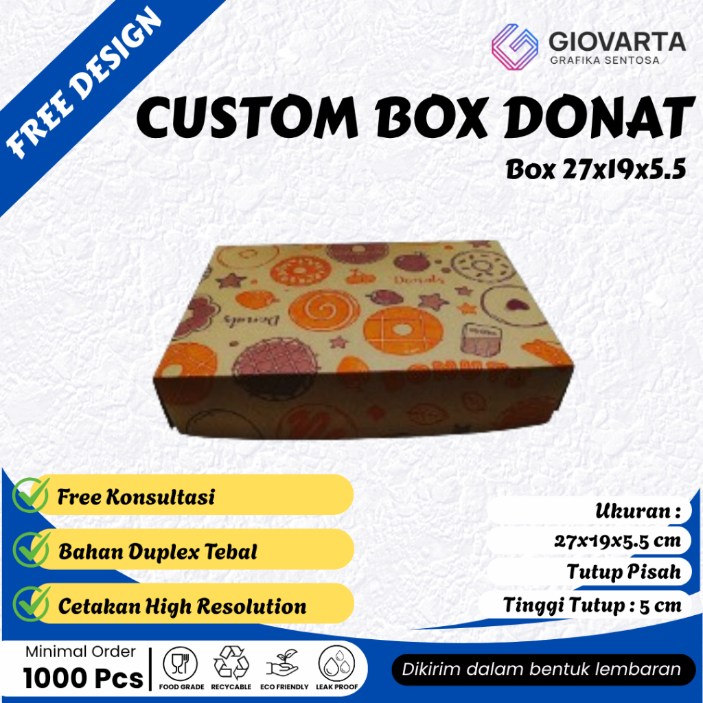 Box Donat Craft 27x19x5,5 Tutup Pisah Setengah / Box Donat Murah / Box Brownies / Box Kraft / Box Kr