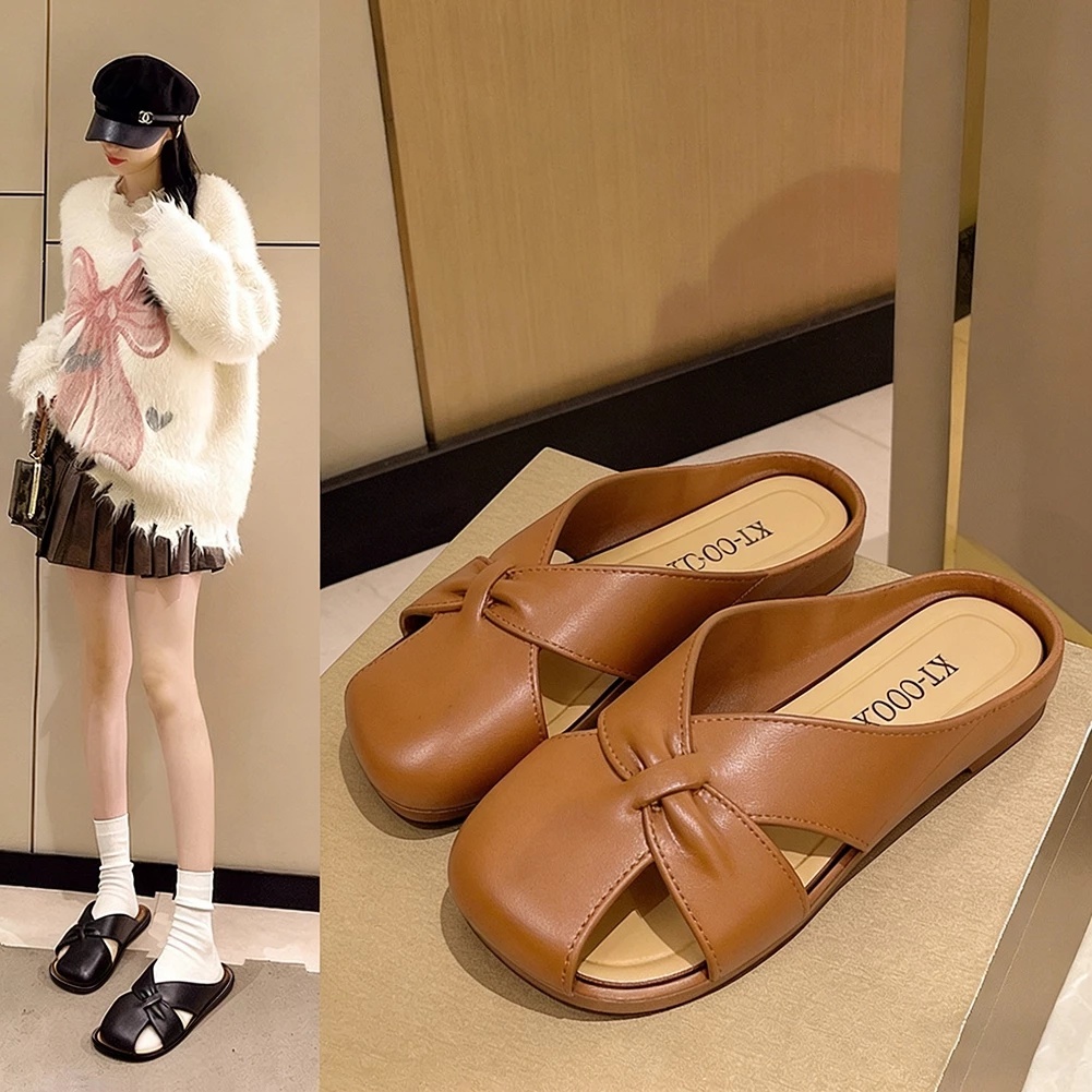 BARU BARU Sandal Wanita Karet Jelly Motif Pita Sandal Bustong Wanita Selop Slip On Elegan Korea