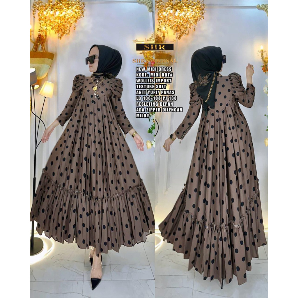 SHR ORI  READY MIDI DRESS POLKADOT WOLFIS BY SHR ORI